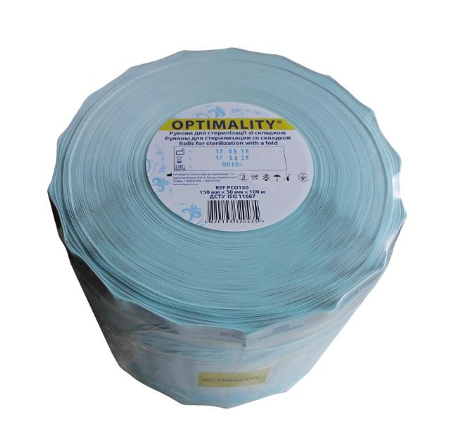 Рулон зі складкою 250мм × 65мм × 100м OPTIMALITY. Багатошаровий медичний папір 70 г/м2